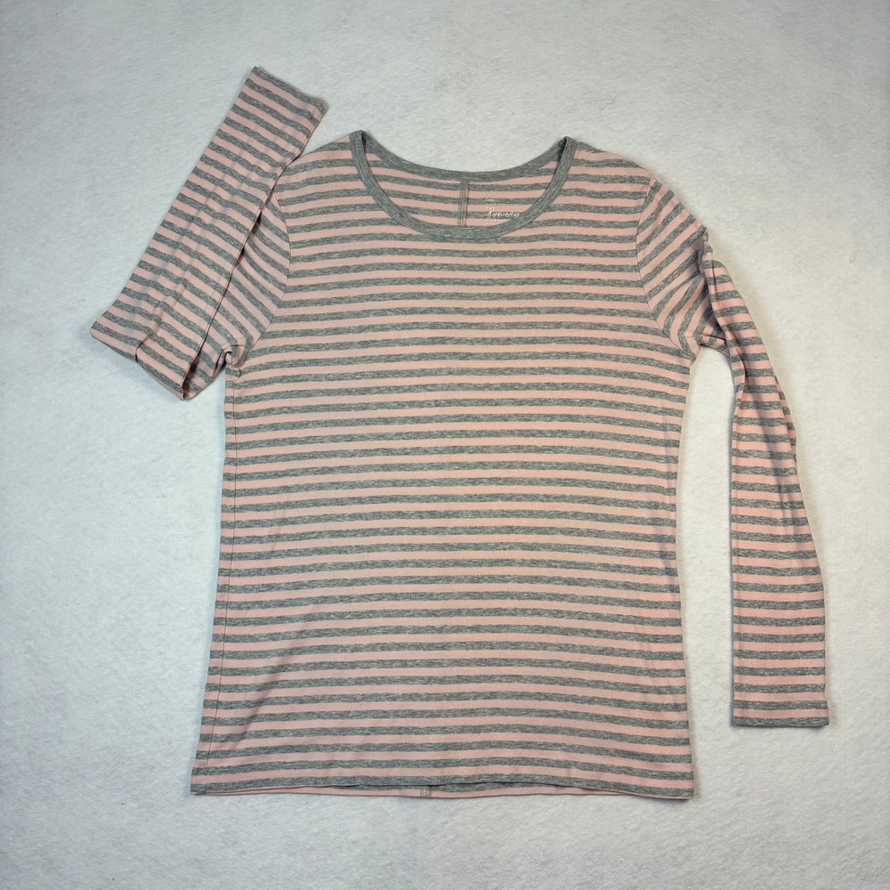 Gap The Bowery Super Soft Pima Cotton Modal Striped Crew Neck Tee Pink Gray XL